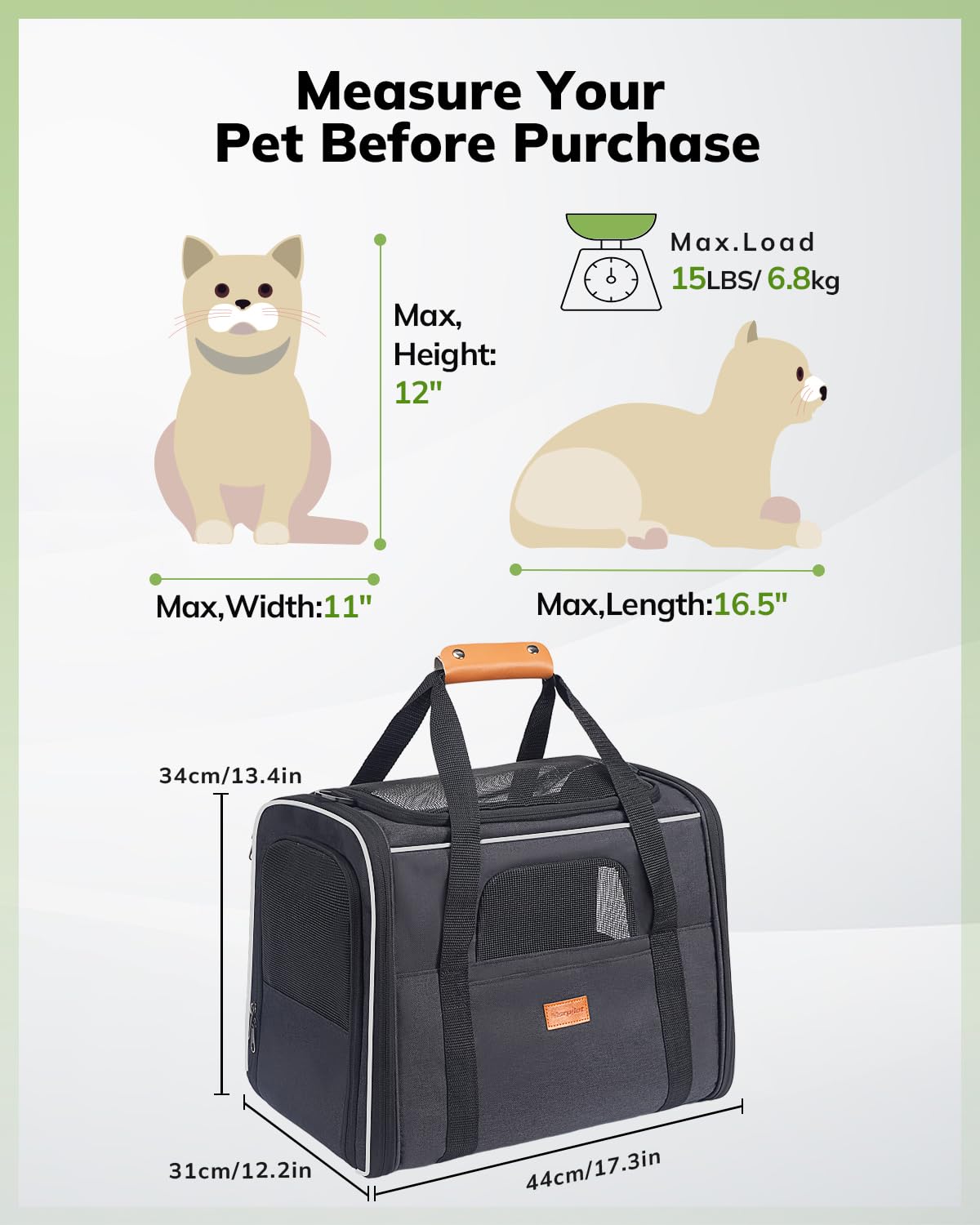 Morpilot transportín para gatos con material resistente para viajes largos.
