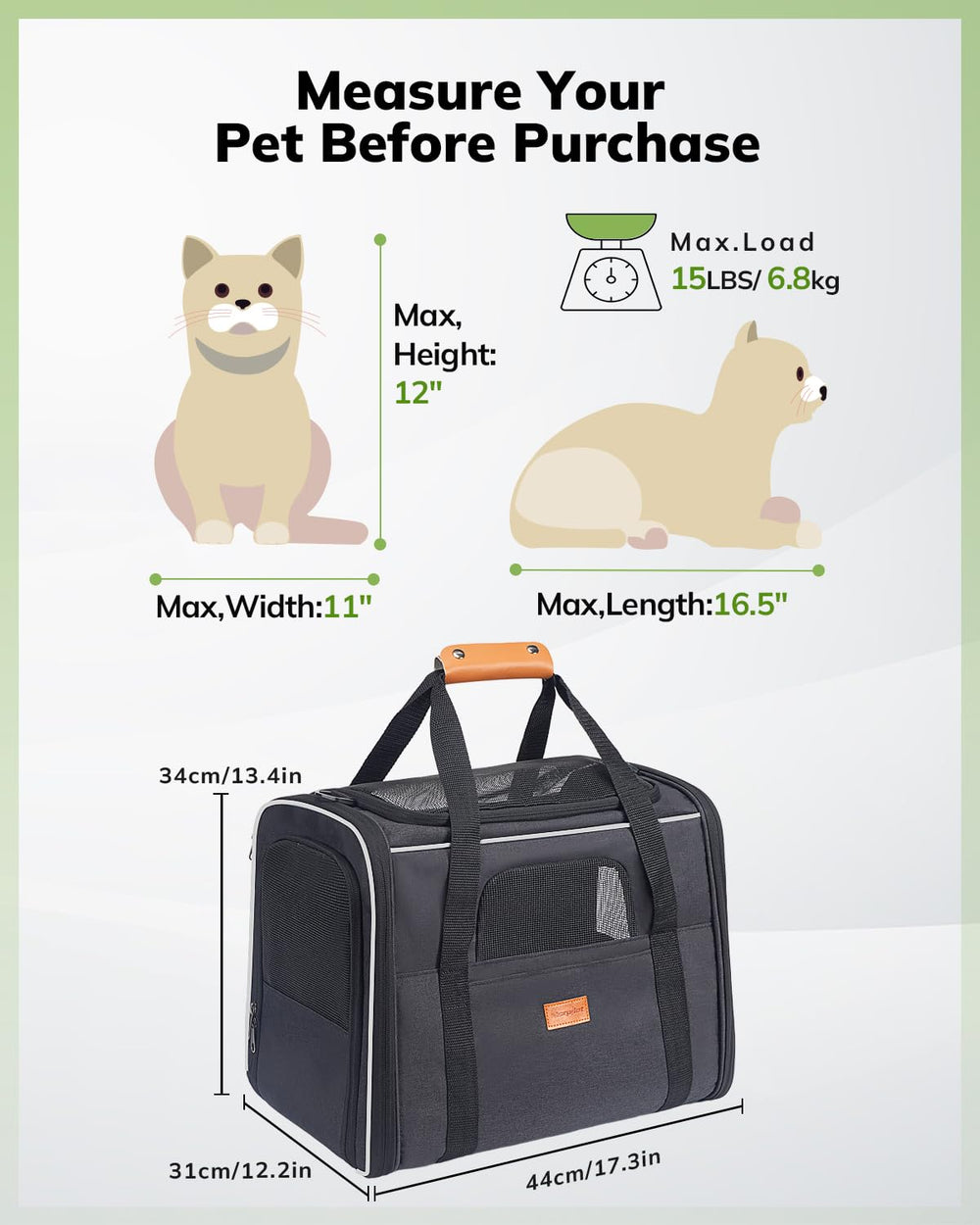 Morpilot transportín para gatos con material resistente para viajes largos.
