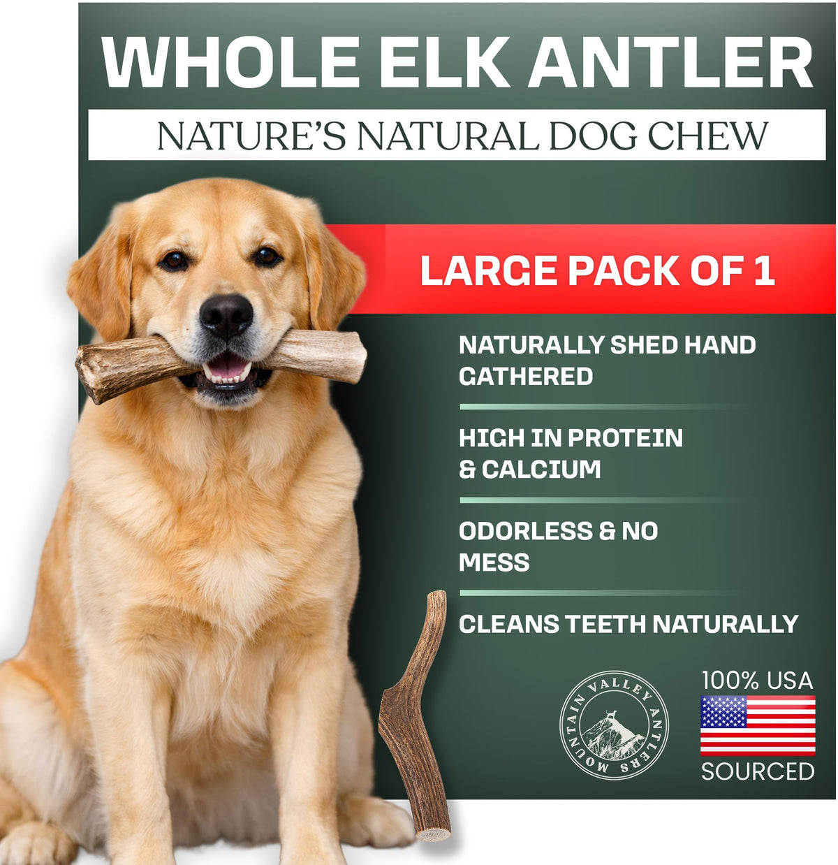 Mountain Valley Antlers: cuerno de alce grande para perro, masticación prolongada