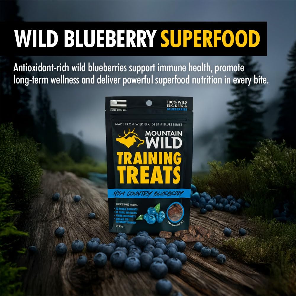 Snack sin granos de MOUNTAIN WILD, perfecto como premio para perros.