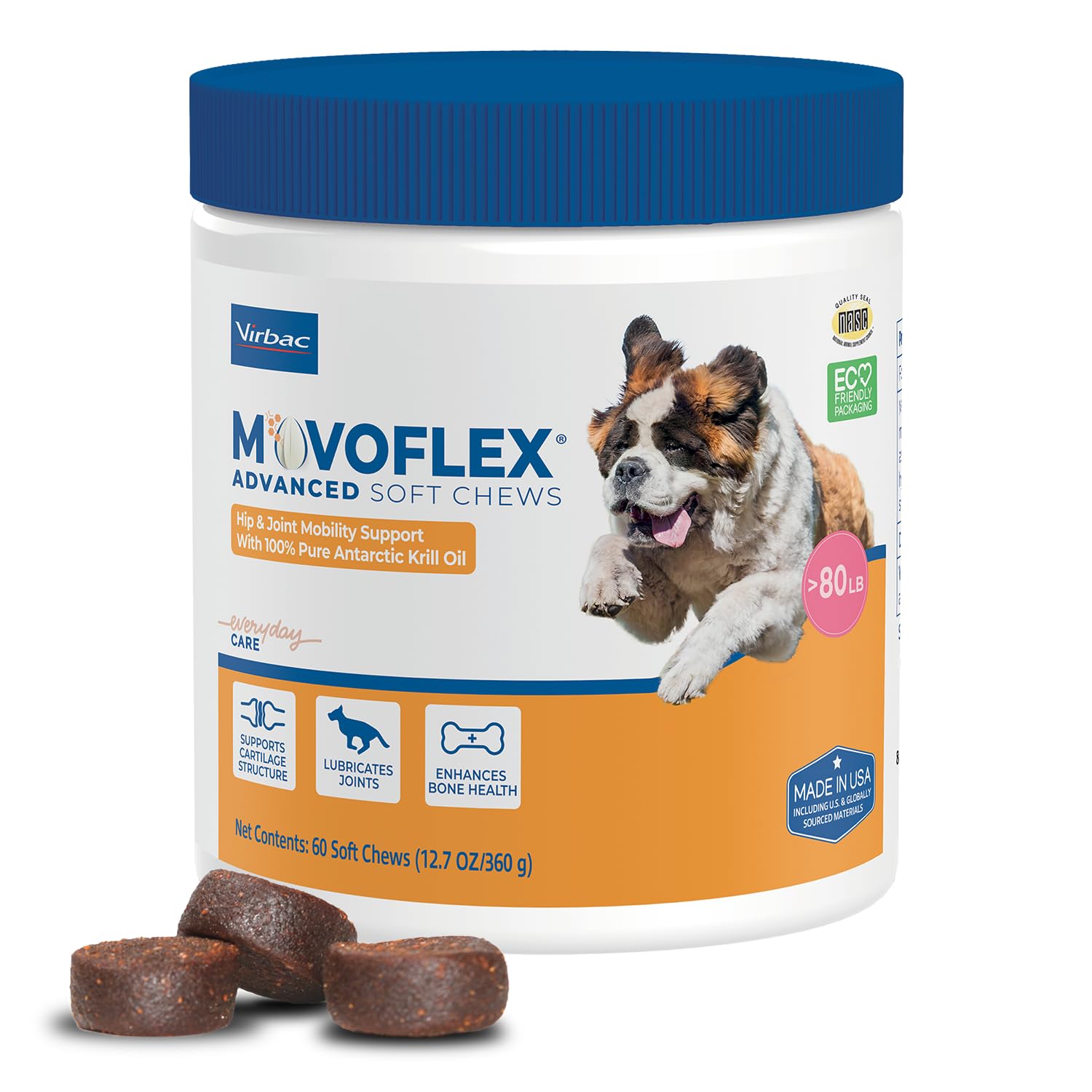 Movoflex gomitas-blandas sabor pollo para articulación de perro grande, mejor movilidad.