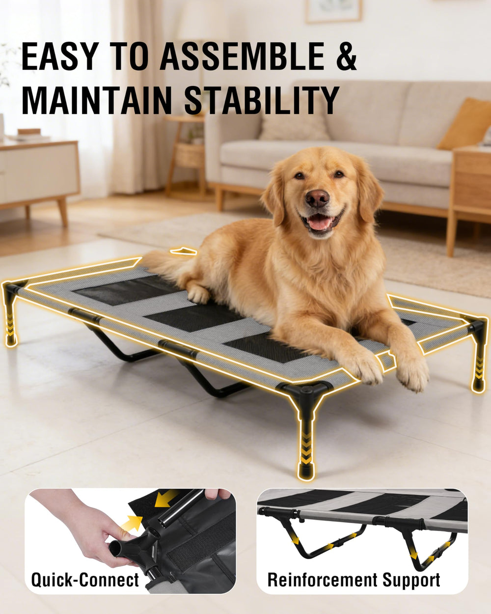 Cama para perro Moysoon, altura de 8 pulgadas para mayor elevación.