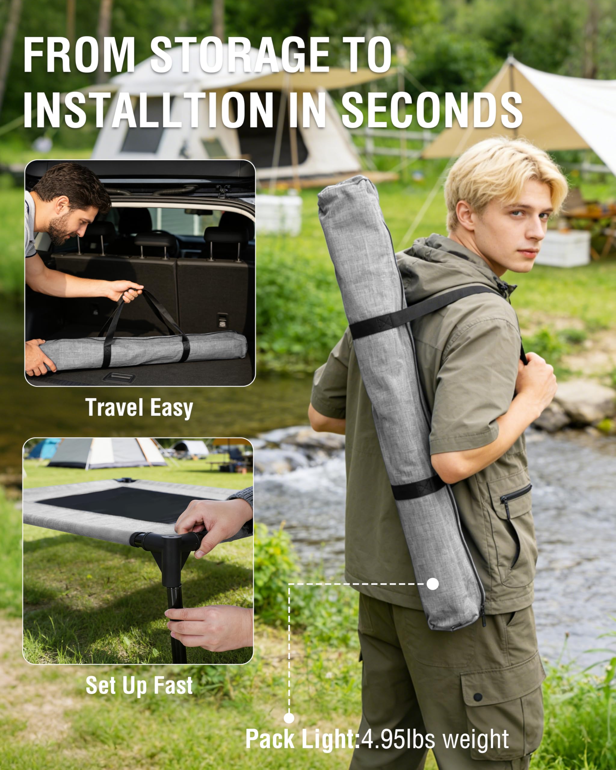 Diseño ligero y portátil Moysoon, perfecto para viajes y camping.