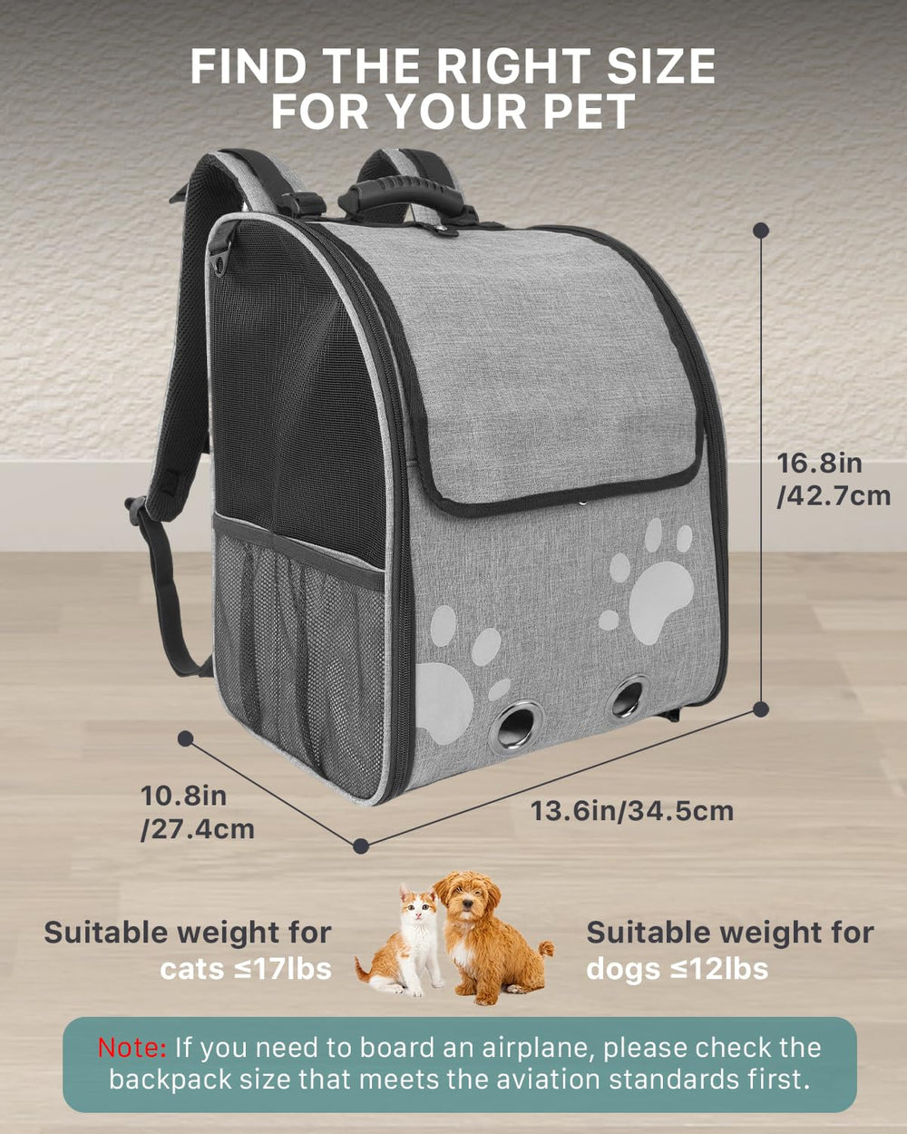 Moysoon Mochila-gato-leash-integrada incluye correa de seguridad para evitar fugas.