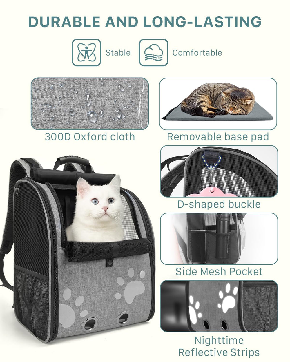 Moysoon Mochila-gato-malla-antiarañazos protege a tu mascota durante actividades.