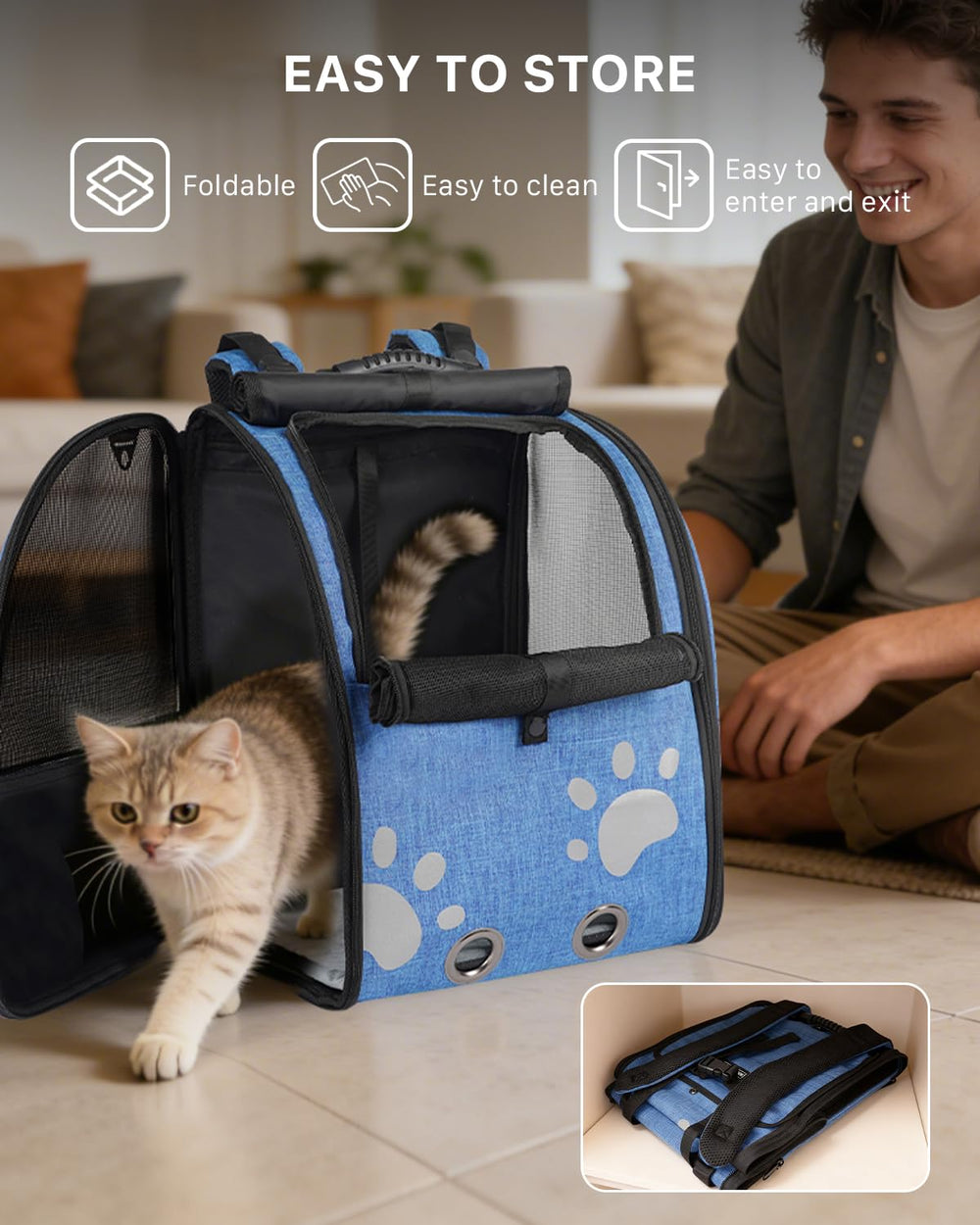 La Moysoon mochila gato ventilación integrada para flujo de aire constante.