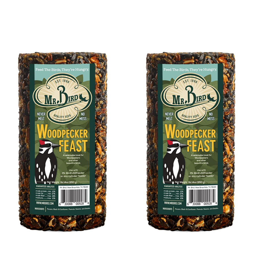 Mr. Bird Woodpecker Feast, cilindro 4x4x7, alimento para aves carpinteras al aire libre.