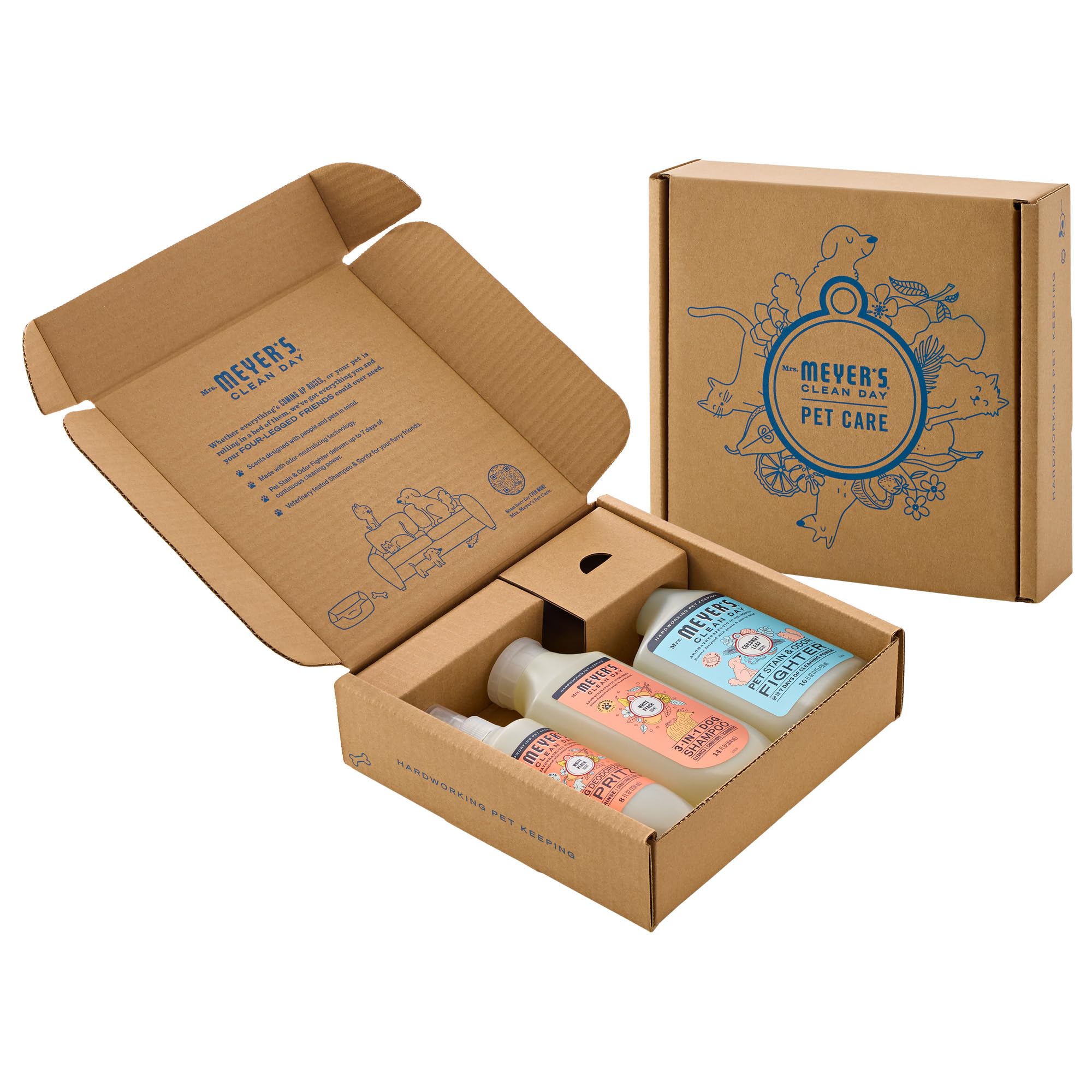 Kit de Cuidado para Perros de Mrs. Meyer's: champú 3-en-1 limpia, acondiciona y perfuma