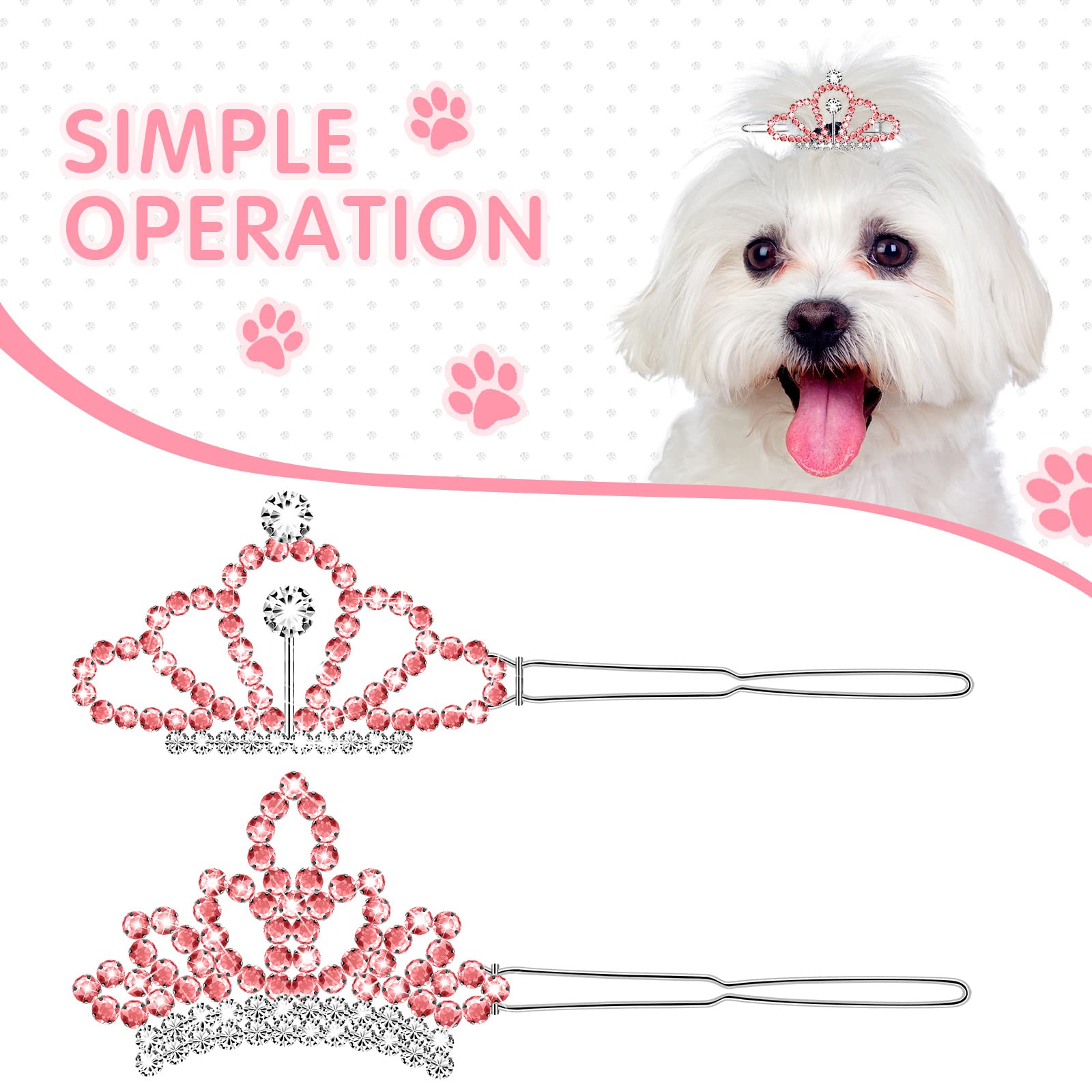 MTLEE accesorio de pelo con pedrería rosada, corona elegante para uso diario.