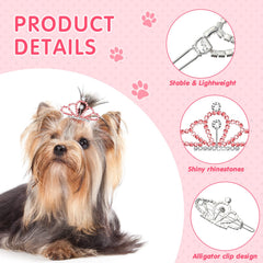 MTLEE corona para mascotas, clip de mascota con brillo para fiestas.