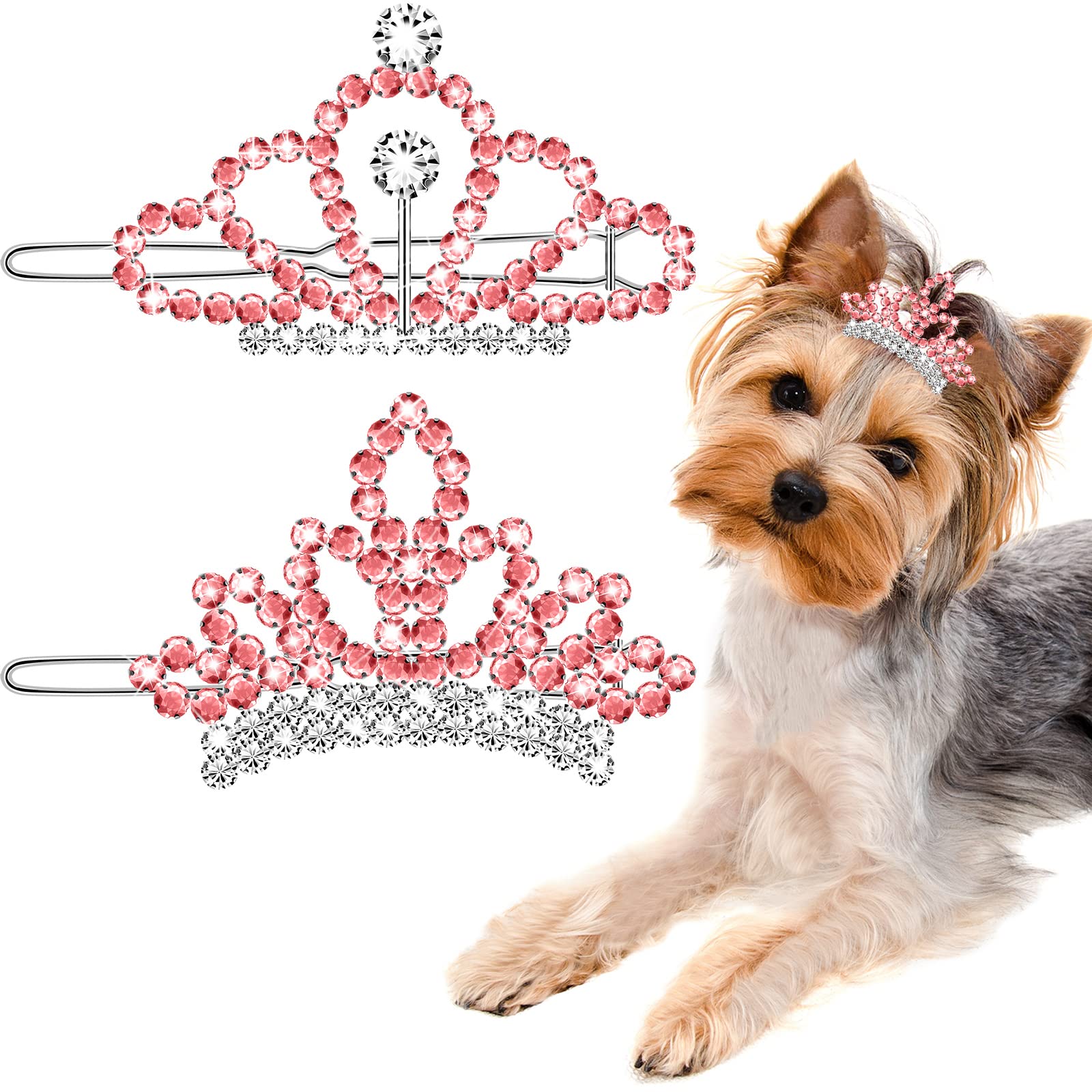 MTLEE corona con cristales rosados para perro, ideal para fiestas y sesiones de fotos.