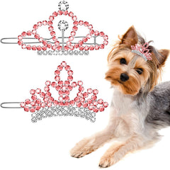 MTLEE corona con cristales rosados para perro, ideal para fiestas y sesiones de fotos.