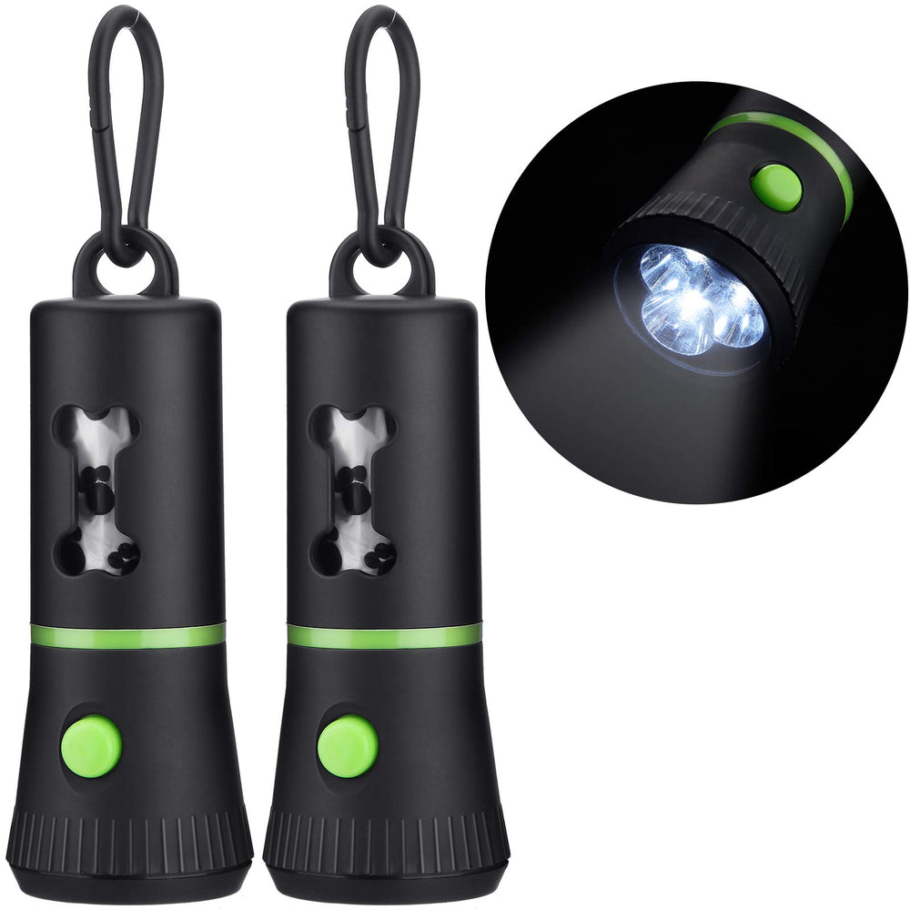 Mudder dispensador con linterna LED para bolsas de excremento canino, visión clara en paseos.