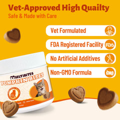 MULTIBITES polvo de calabaza y psilio: ejemplo de fibra beneficiosa para gatos.