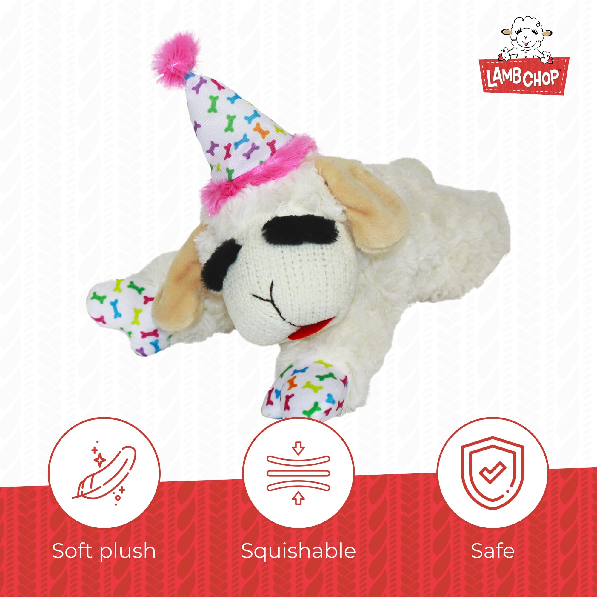 Patas estampadas de Lamb Chop para juego lúdico.