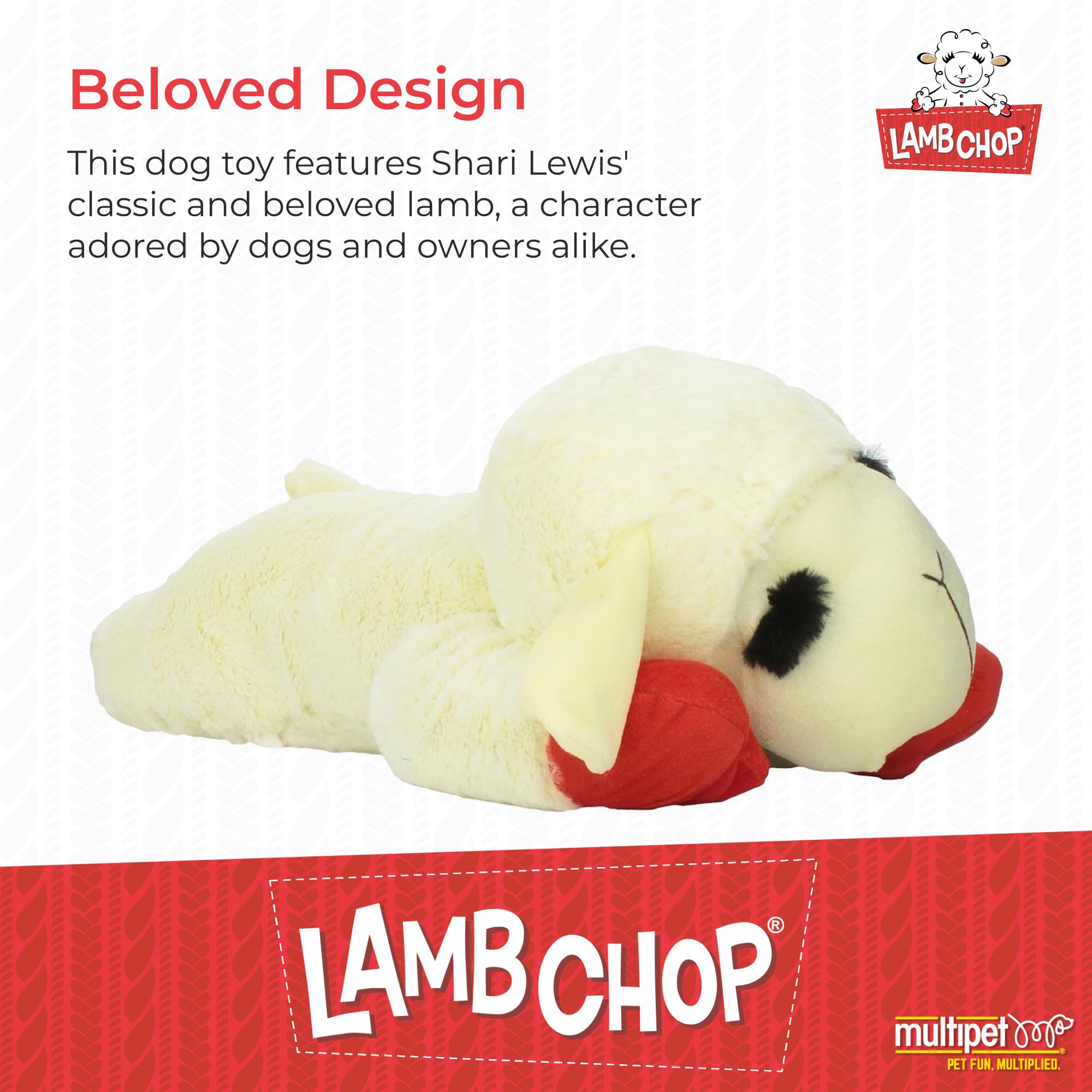 Peluche suave Multipet Lamb Chop crema con cara amigable para mimos.