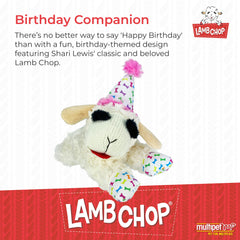 Lamb Chop de Multipet con sombrero rosa, ideal para abrazos.