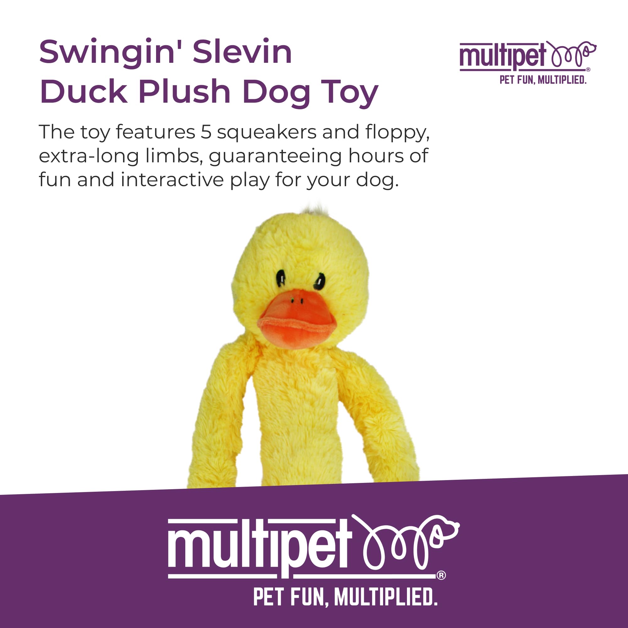 Patito de peluche Multipet para juego y búsqueda, brazos y patas grandes.