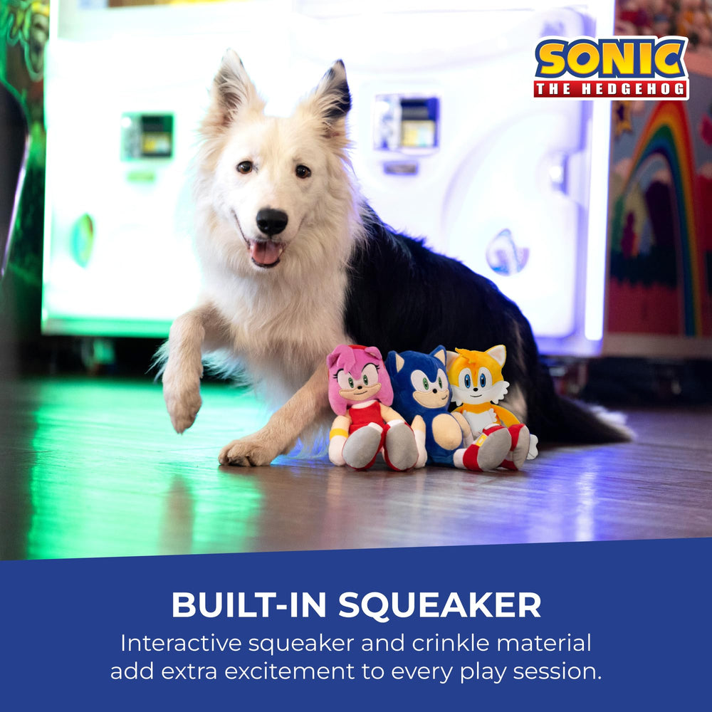 Multipet Sonic Tails, detalle de tejido suave para mordisqueo seguro.