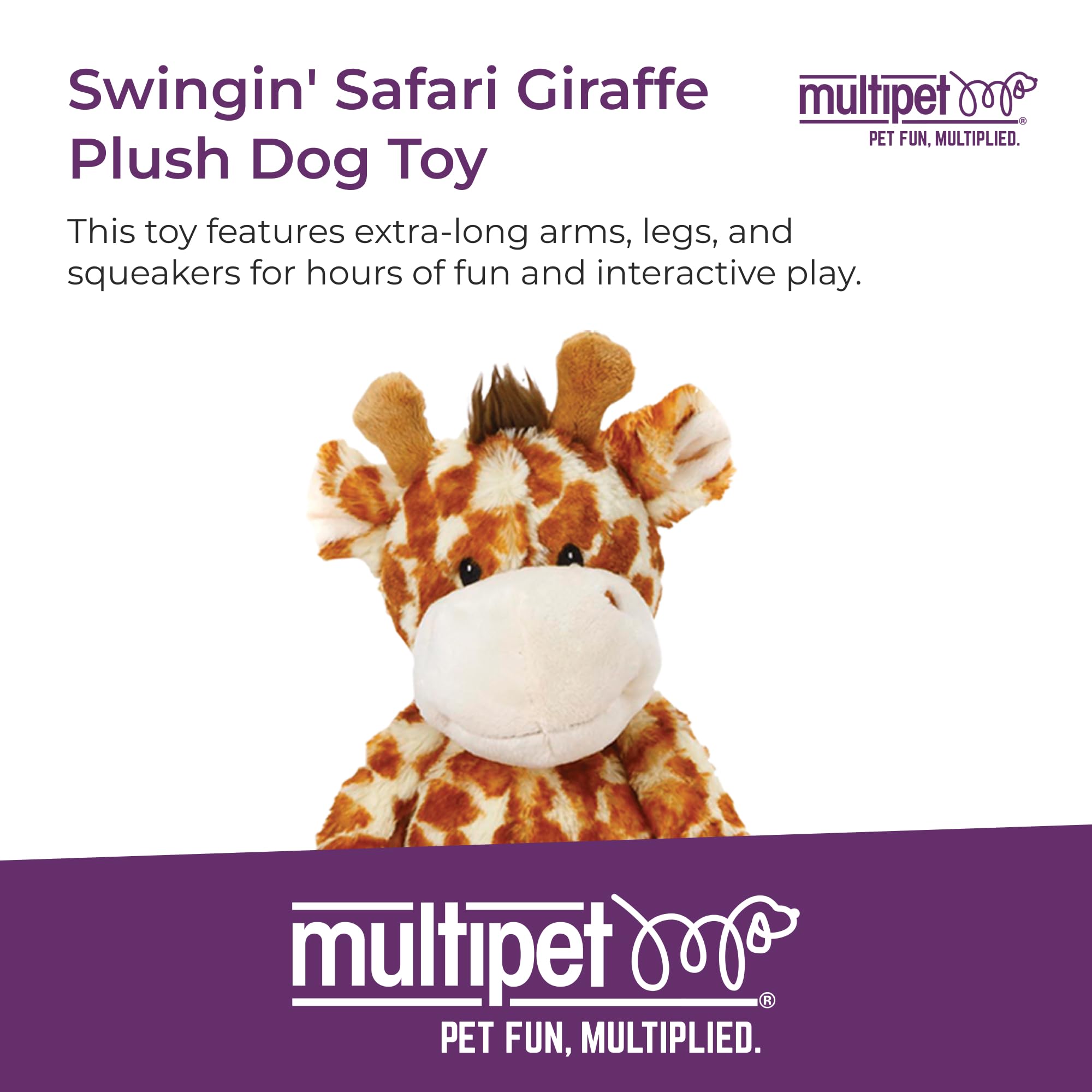 Multipet Swingin Safari jirafa detalle textura suave para juego cómodo