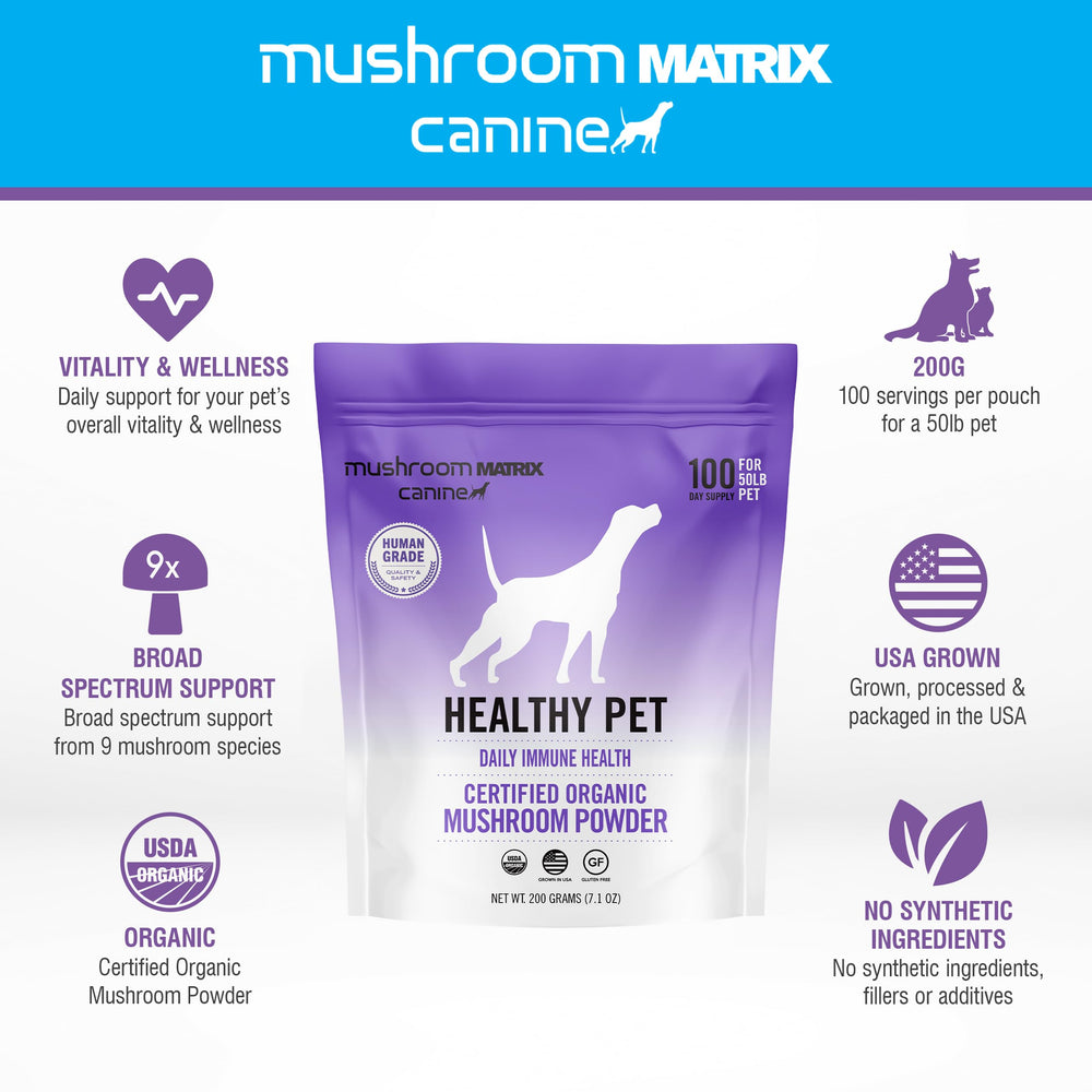 Mushroom Matrix: bote de 200 gramos, suministro diario conveniente para mascotas