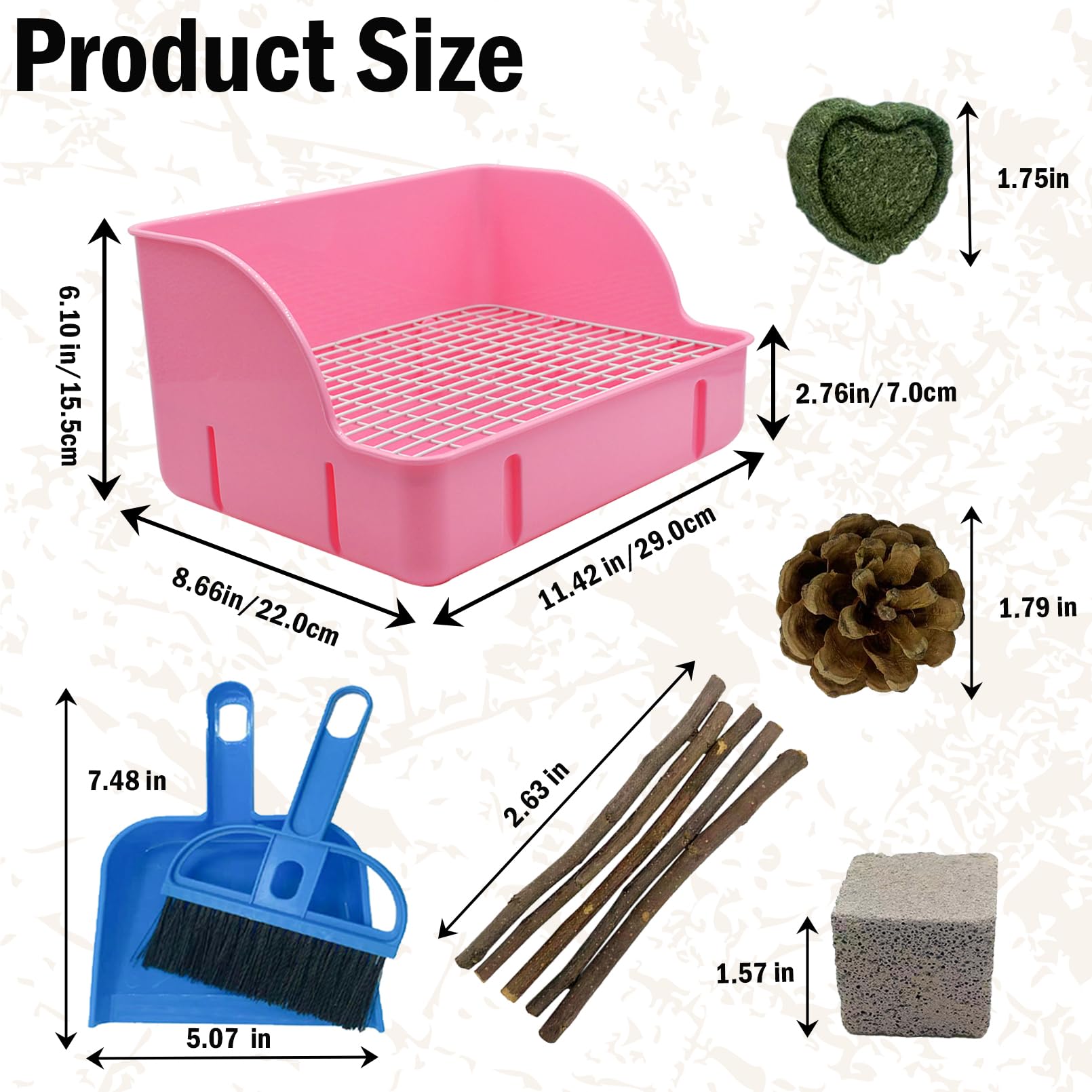 MUYG caja de arena para conejo blanca, diseño compacto para jaulas pequeñas.