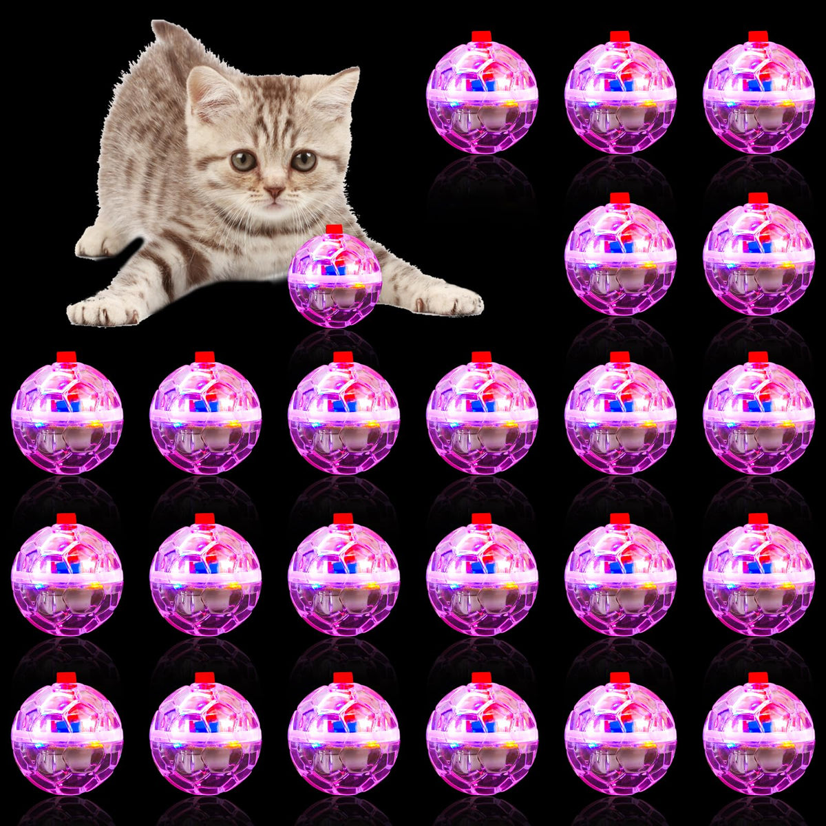 MVNIHEK bolas-gato-luminosas: 24 unidades para entretenimiento constante de tu gato.