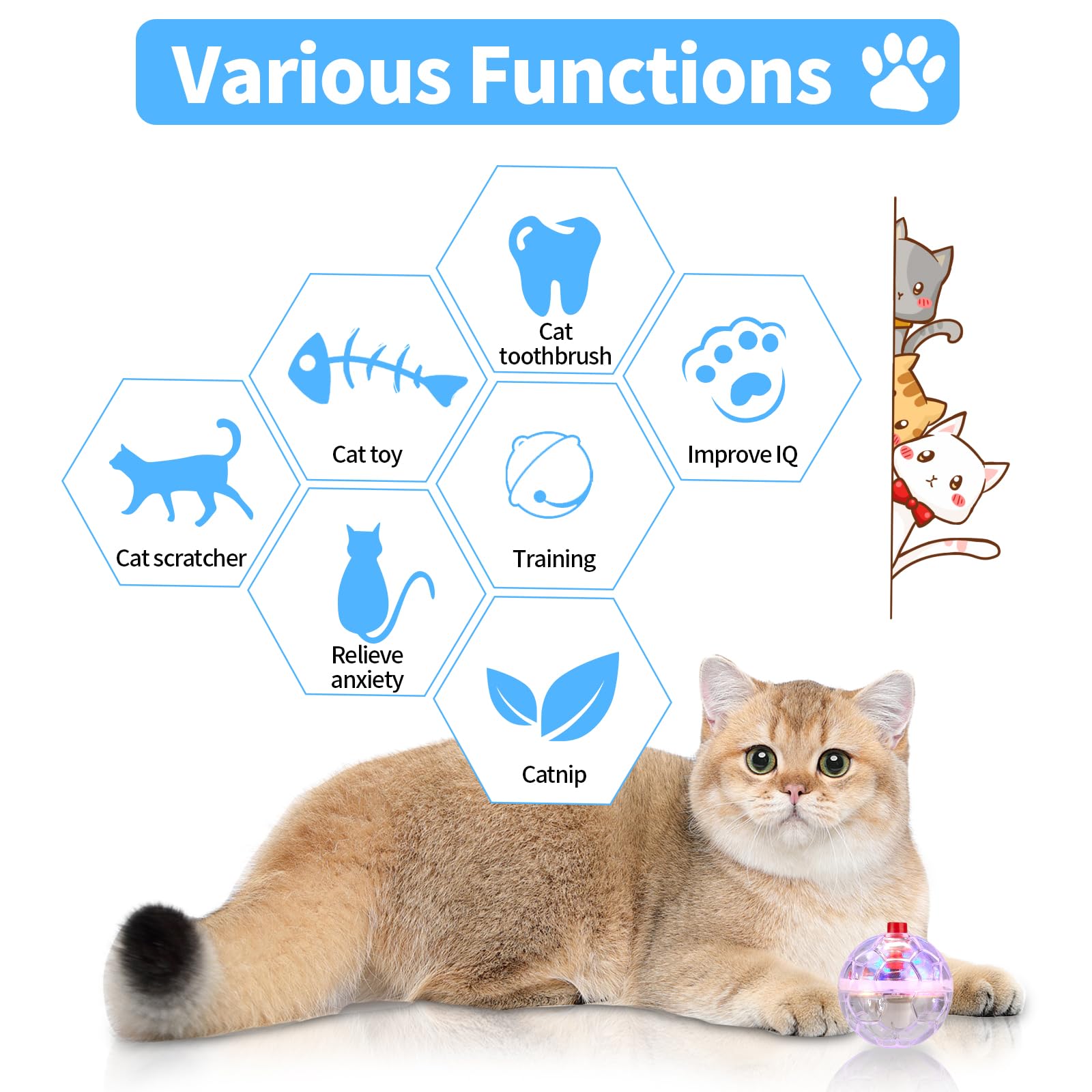 MVNIHEK tamano-bola-gato-3-5cm: tamaño ideal para jugar sin esfuerzo.