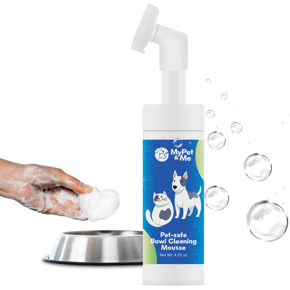 My Pet & Me: espuma limpiadora de tazones en acción, elimina film de saliva