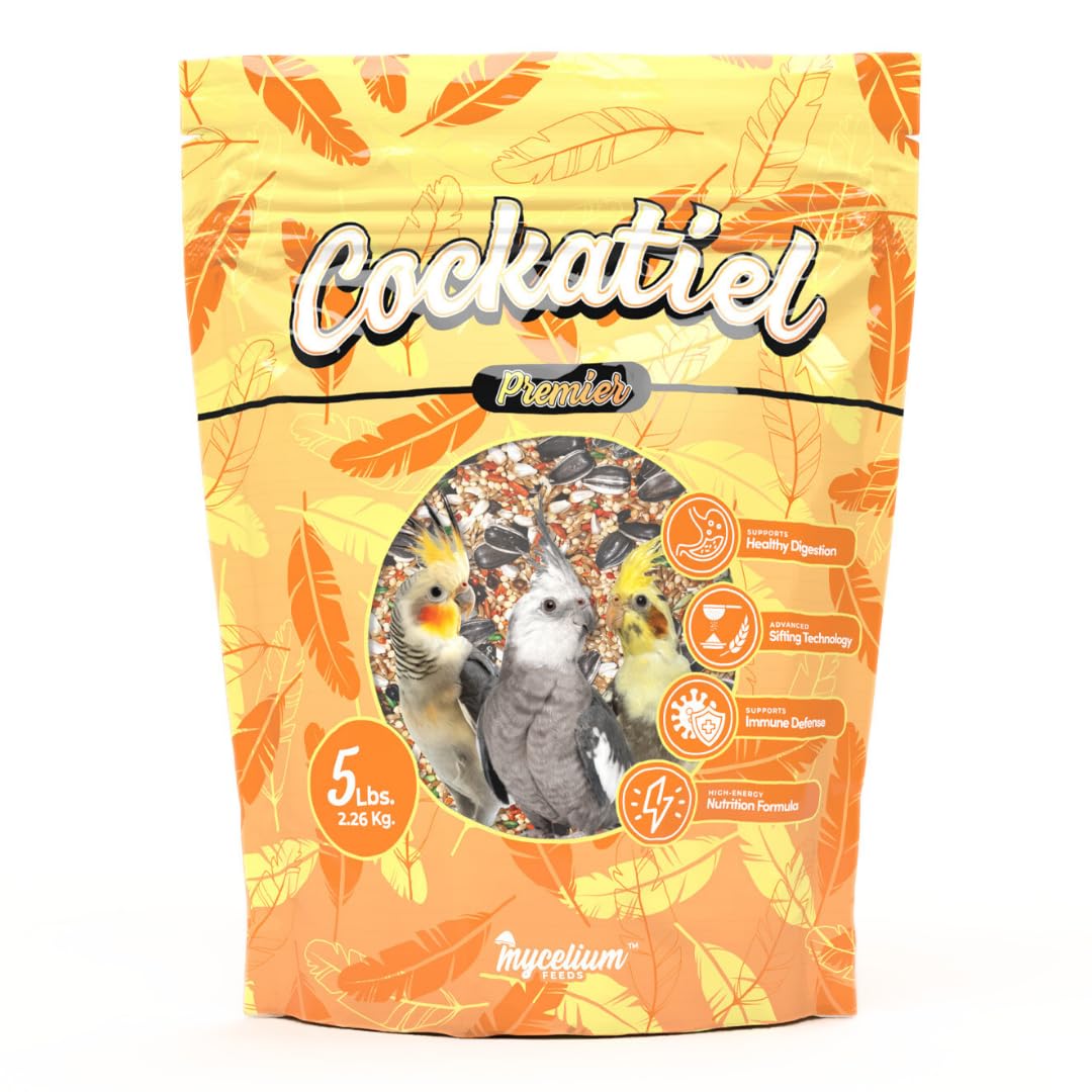 Mycelium Cockatiel Premier Seed en bolsa de 5 lb para nutrición diaria.