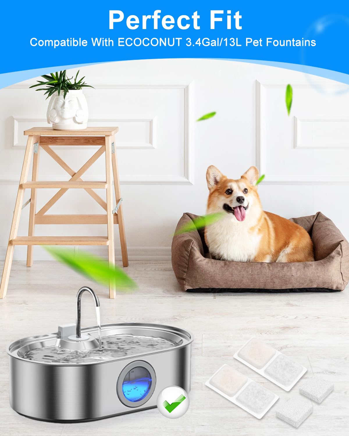 MyfatBOSS filtro-esponja-perro-fuente, atrapa pelos y partículas grandes.