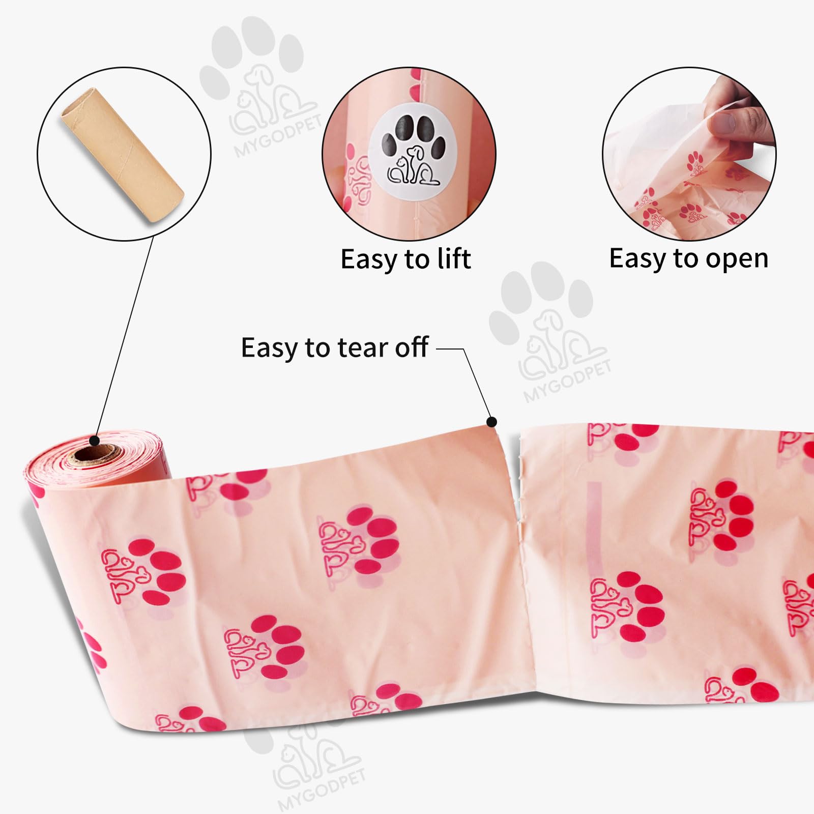 MYGODPET bolsa rosa aroma cerezo, aroma agradable al recoger heces.
