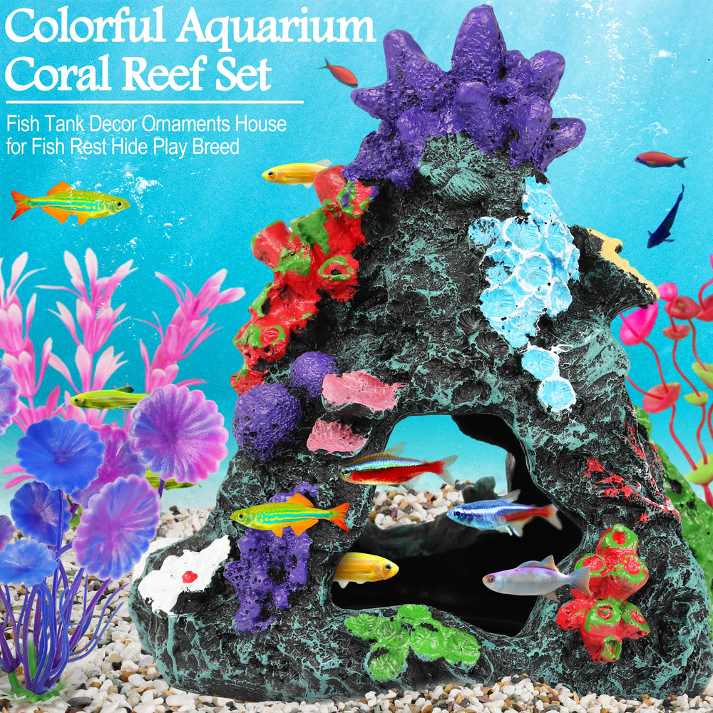 MyLifeUNIT planta artificial para acuario, tono azul claro para textura