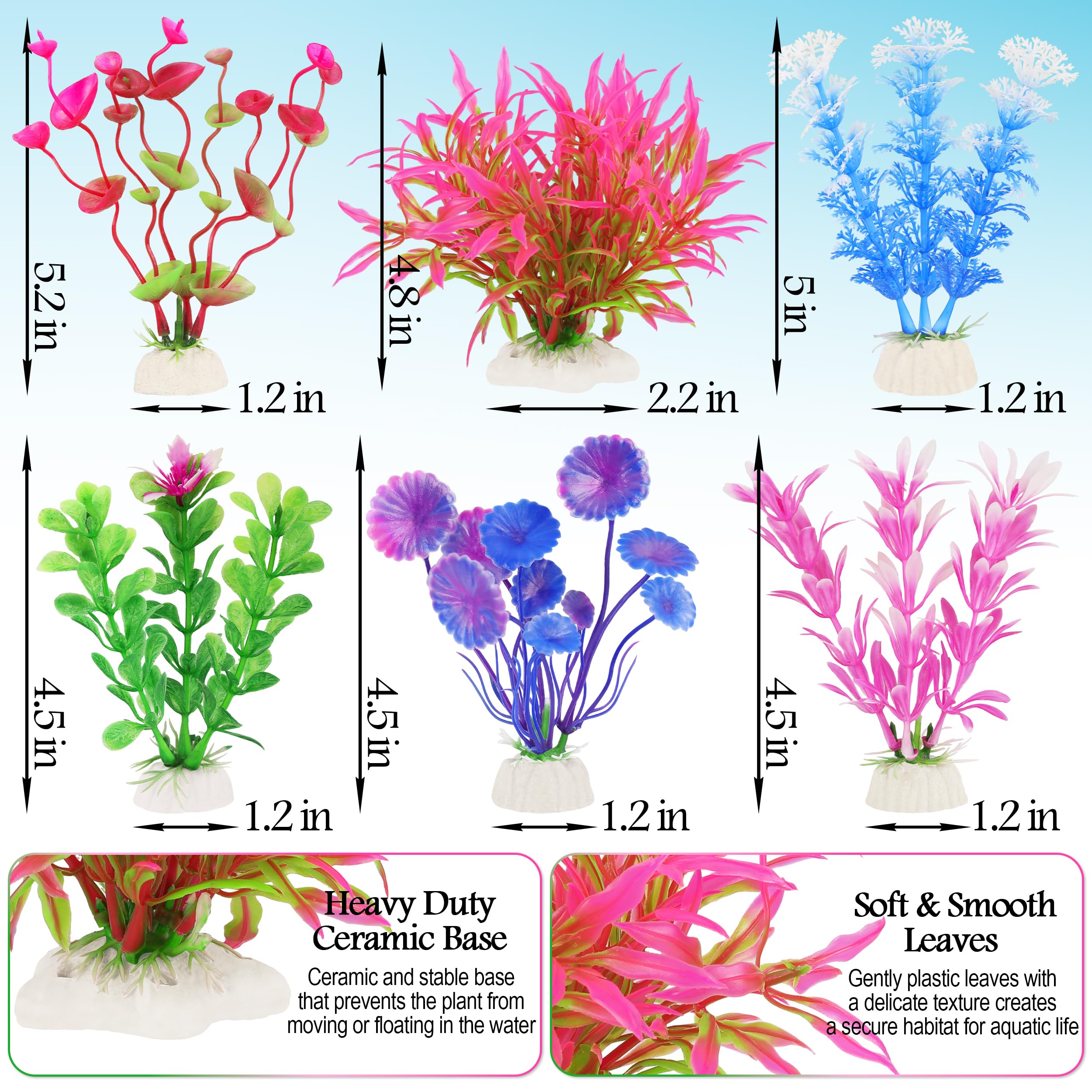 MyLifeUNIT planta artificial para acuario, color lila sin mantenimiento