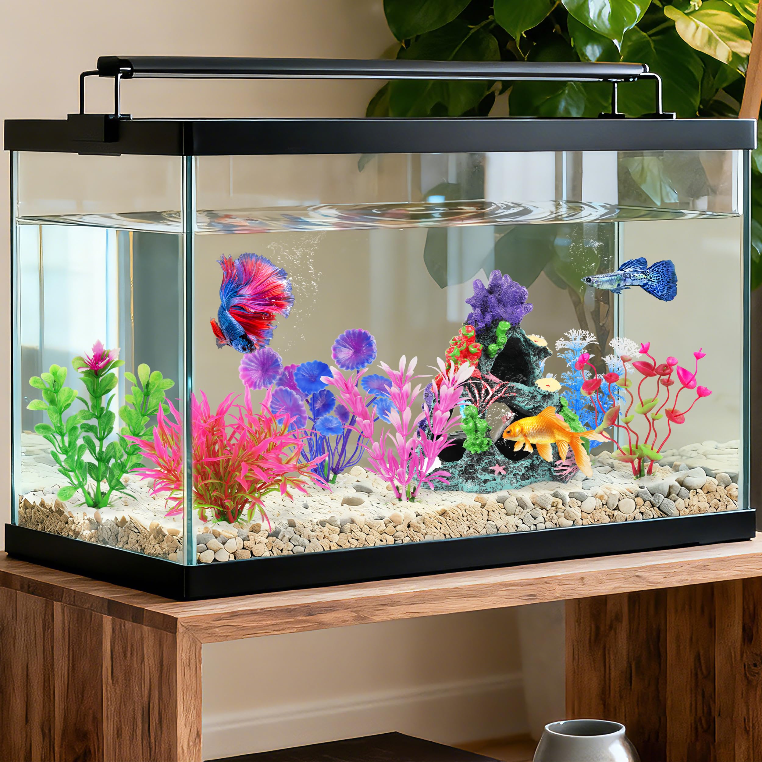 MyLifeUNIT planta artificial para acuario, verde claro para escenografía