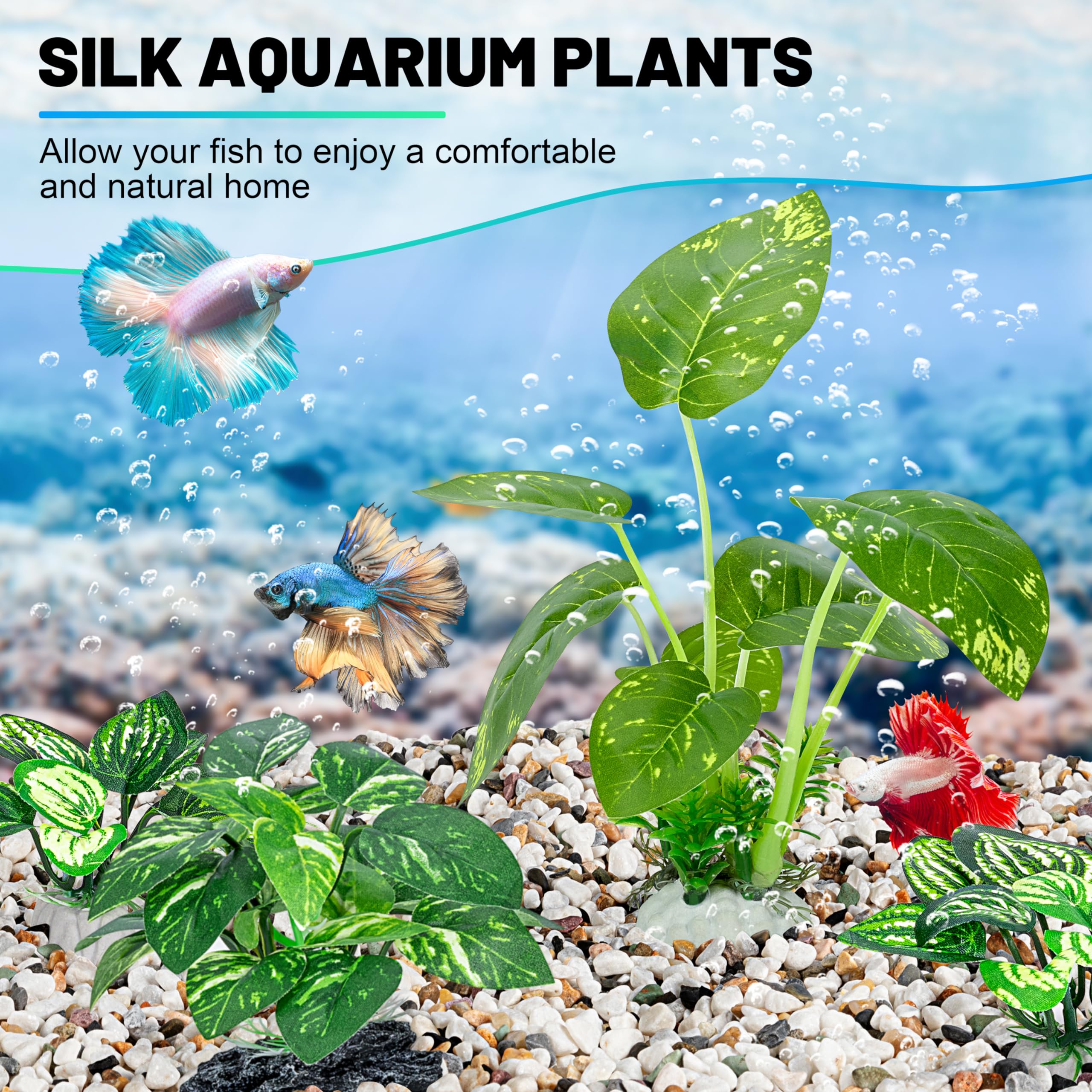 MyLifeUNIT planta silk acuario mediana: aspecto realista y base estable para evitar movimientos