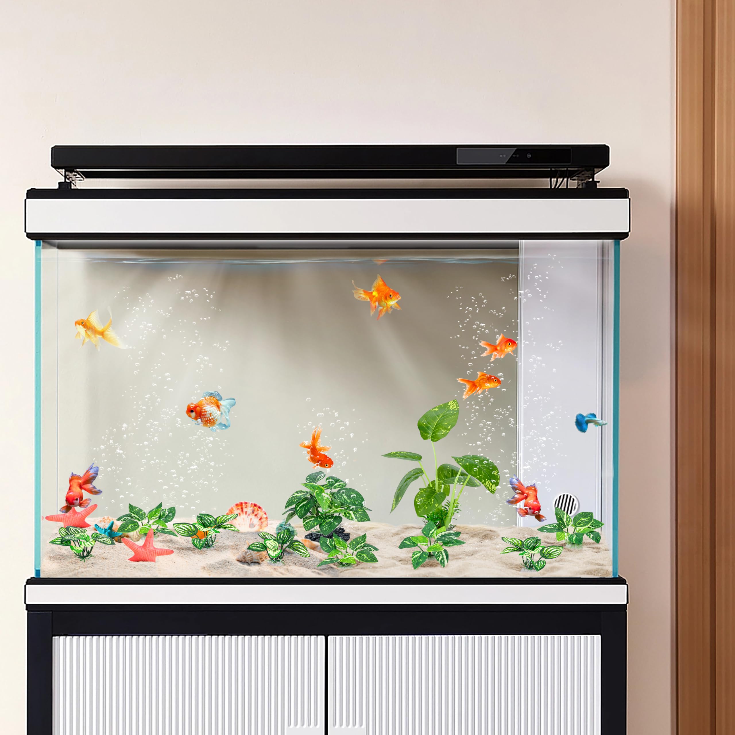 MyLifeUNIT plantas silk acuario pequeña-3: base pesada evita flotación y mantiene la escena estable