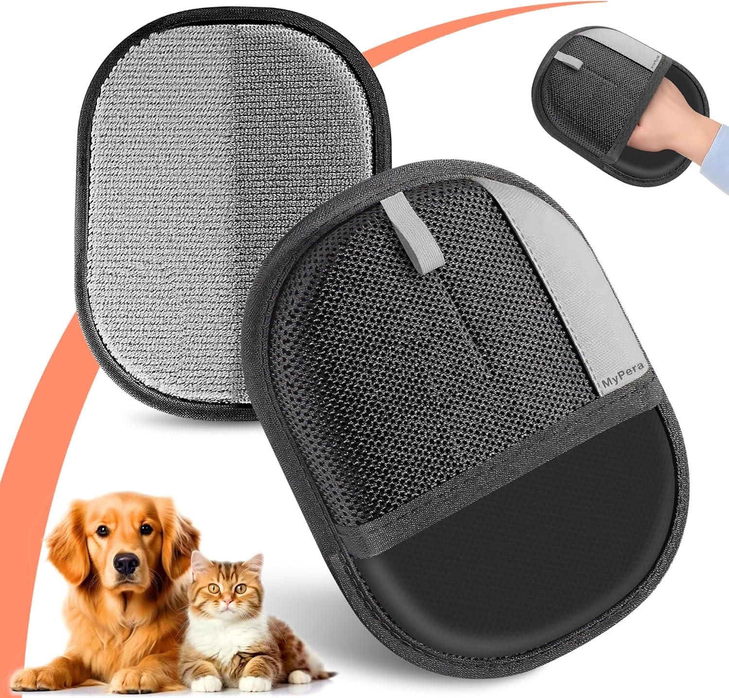 MyPera Guante Quitapelo para perros y gatos; elimina pelo de ropa y muebles.