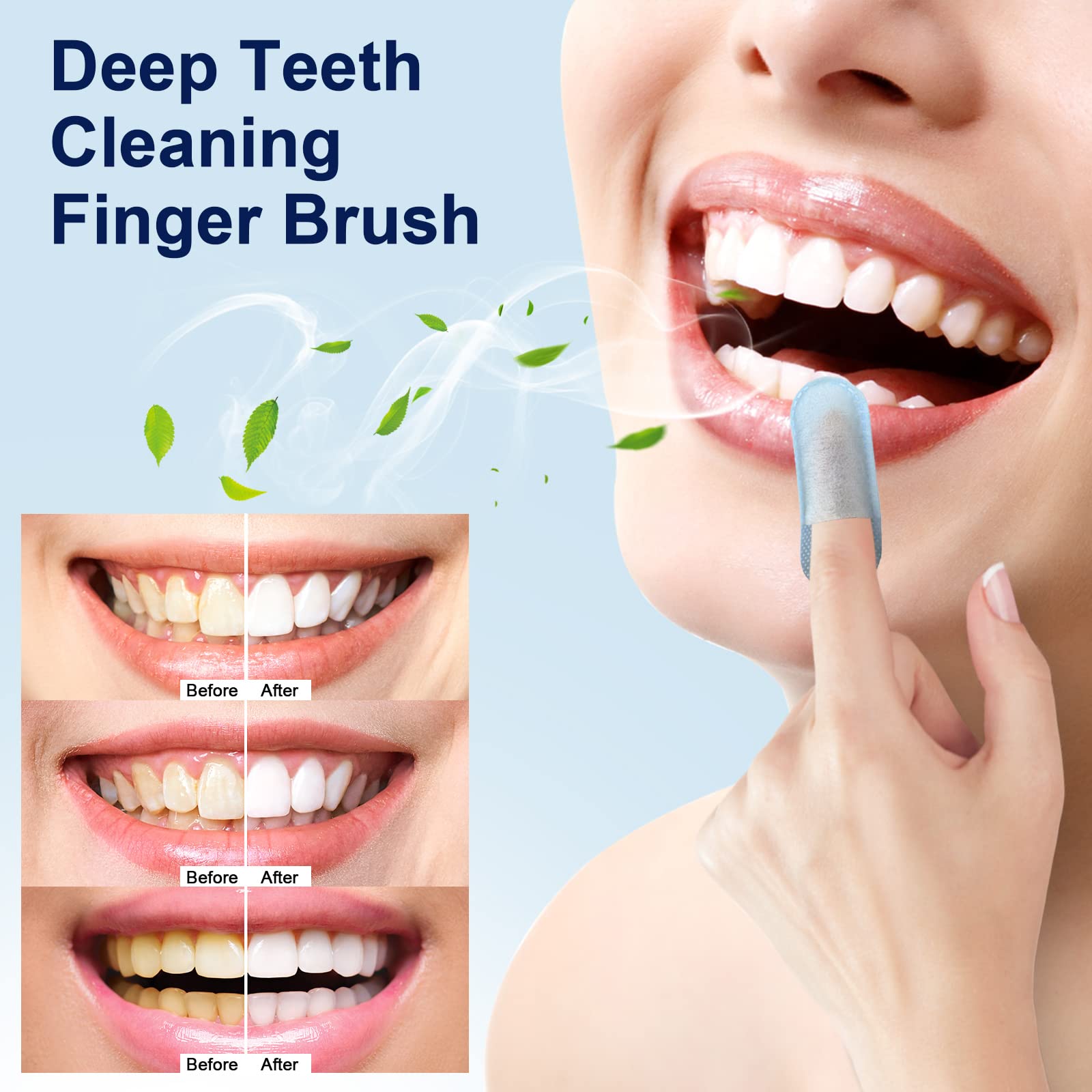 MySmile sabor menta en toallitas para dedo, aliento fresco