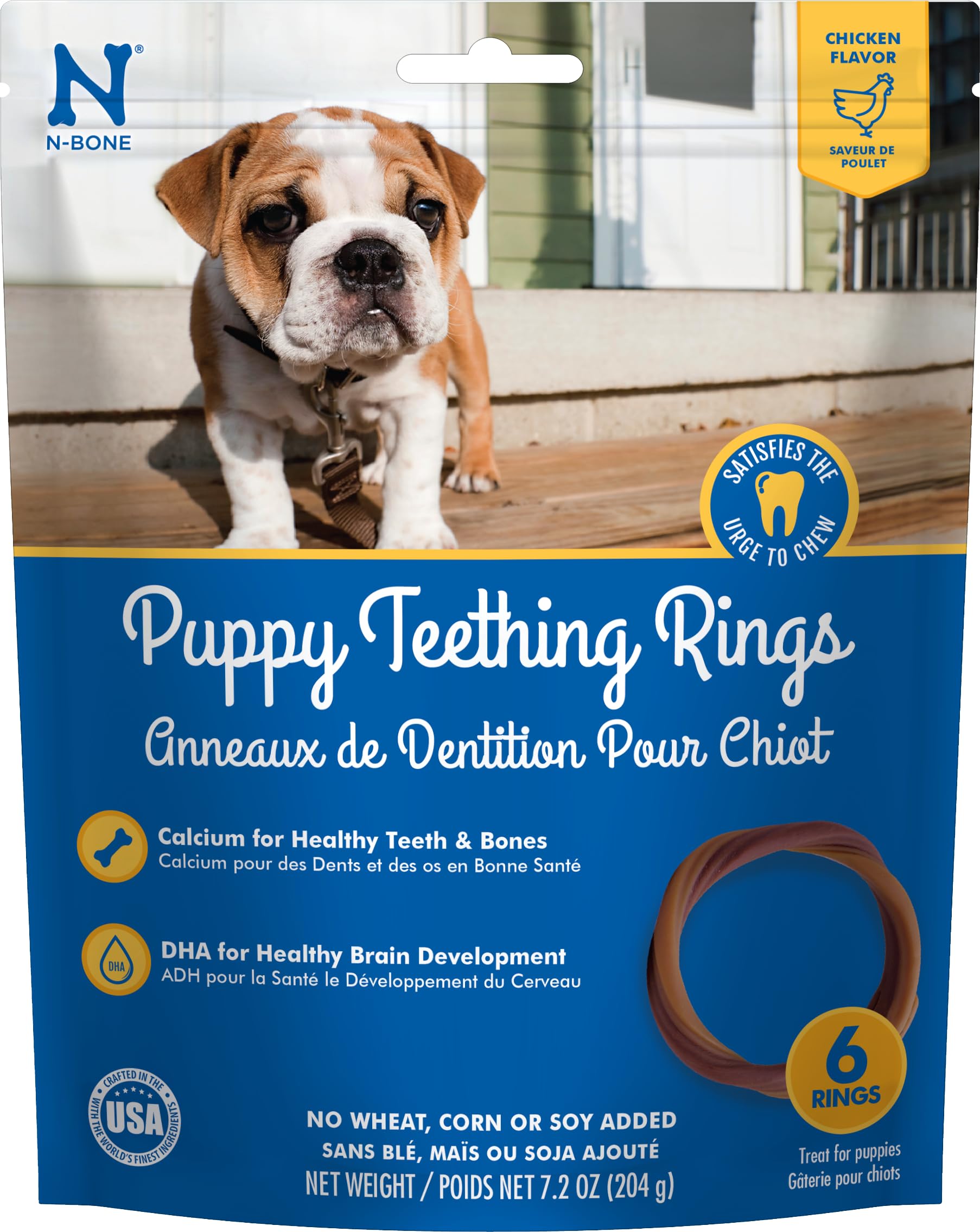N-Bone: anillo de denticion para cachorro, sabor pollo, facil de agarrar.