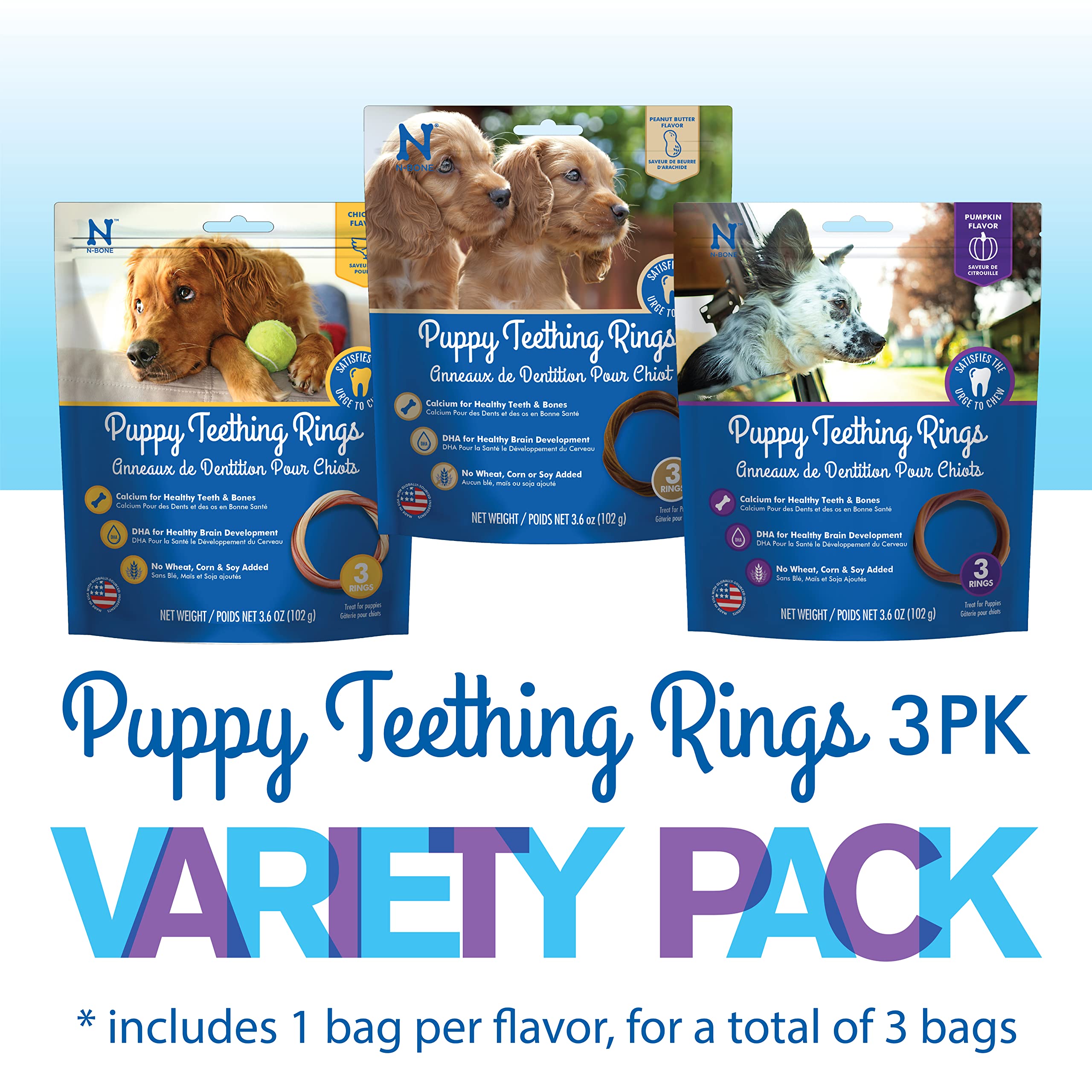 N-Bone Puppy Teething Rings calabaza: snack sabroso que fomenta dientes sanos