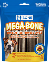N-Bone Mega-Bone sabor hamburguesa con queso, empaque visible para recompensa diaria.