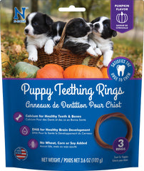 N-Bone mordedor para cachorros con anillos sabor calabaza, alivia la dentición.