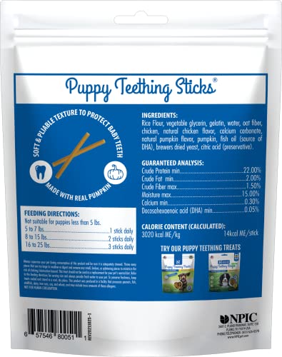 N-Bone Puppy Teething Sticks Calabaza, envase: opción sabrosa para masticar durante la dentición.