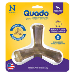 N-Bone Quado Interactive Chew, vista frontal, sabor a calabaza para perro.
