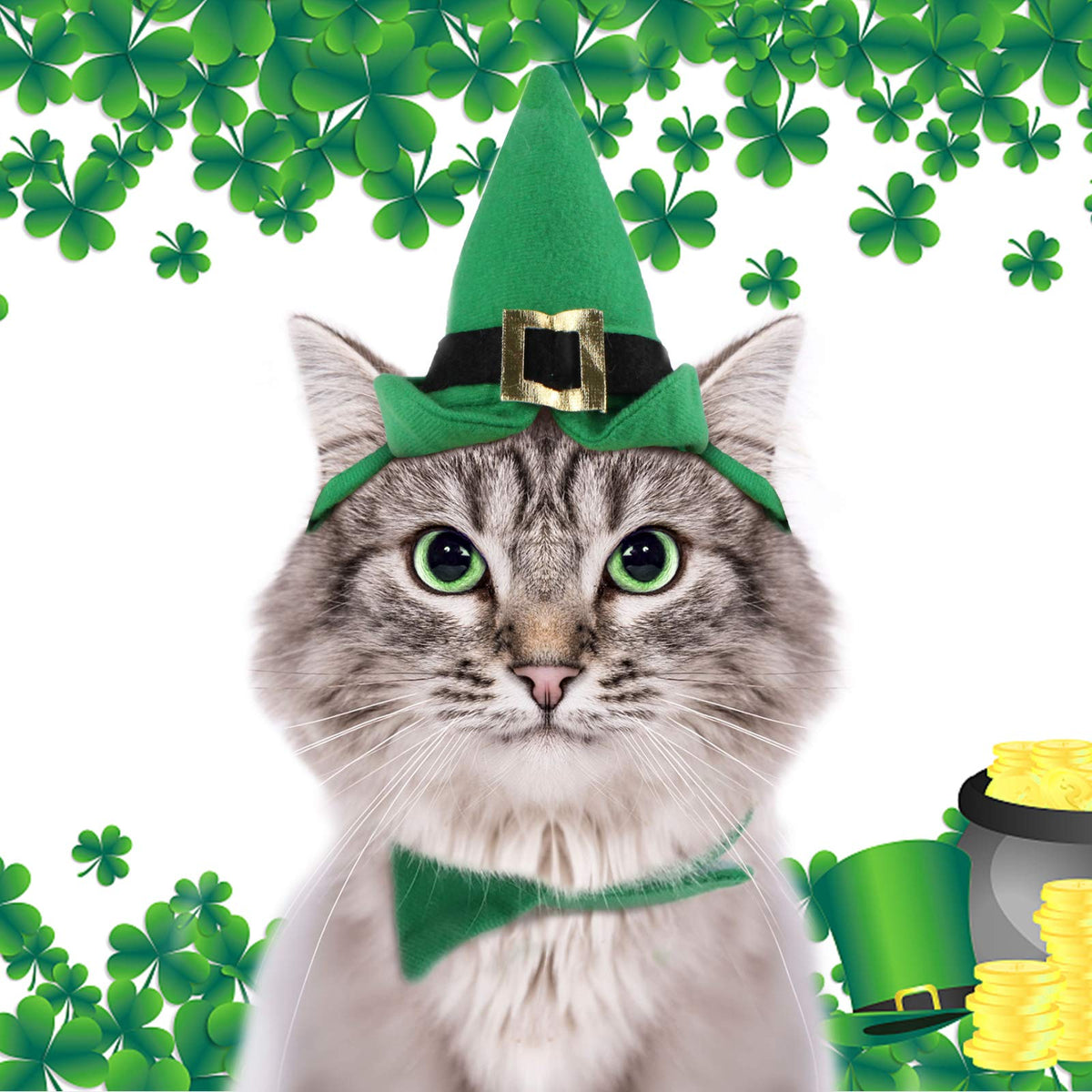 NAMSAN sombrero duende verde para mascota, perfecto para fotos festivas.