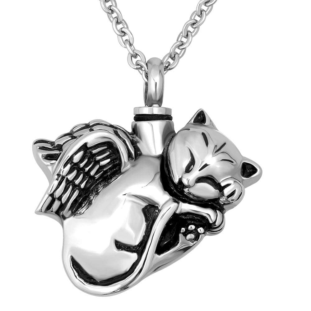 Collar urna NanMuc para gato con ángeles, recuerdo duradero.