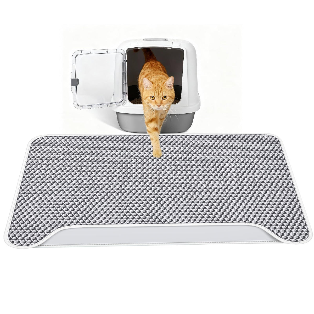 NASTELLA alfombrilla para arena de gato de doble capa, captura la arena y facilita la limpieza.