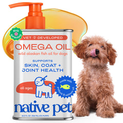 Native Pet Omega-3 salmón Alaska en botella para cuidado diario del pelaje.