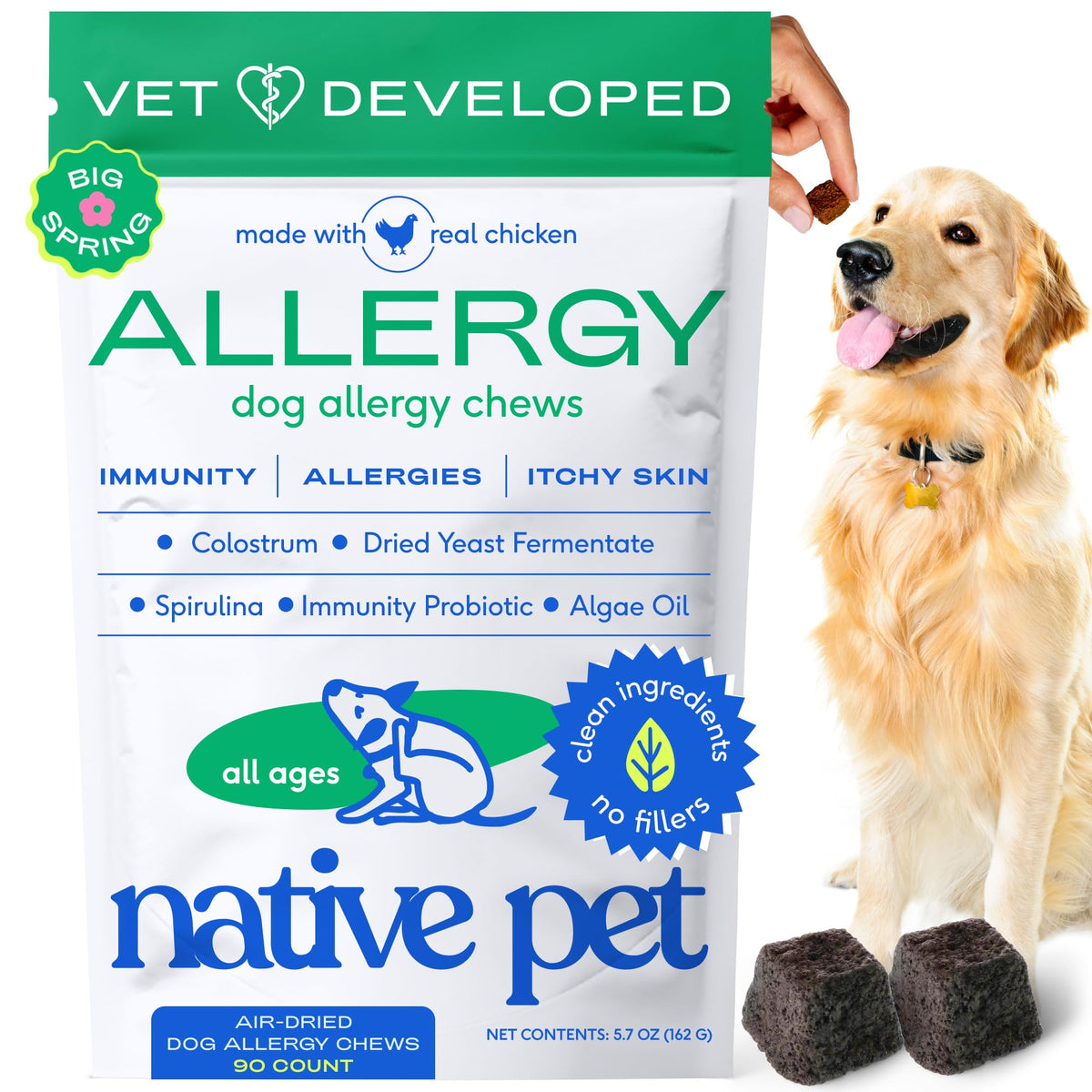 Native Pet Alergia para perros grandes: empaque práctico para uso diario